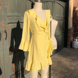 PRETTYLITTLETHING YELLOW TIE DRESS